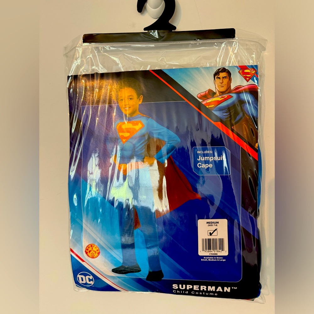 Rubies DC Superman Child Costume - Size‎ Medium (7-8)- Jumpsuit & Cape - New